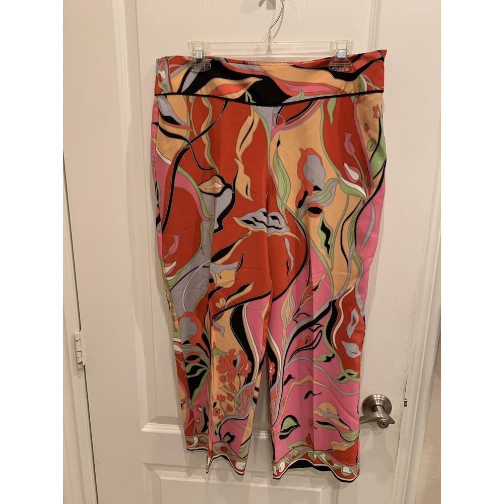 NWT ECI New‎ York palazzo pants wide leg flowy floral Zipper on the side Sz 14